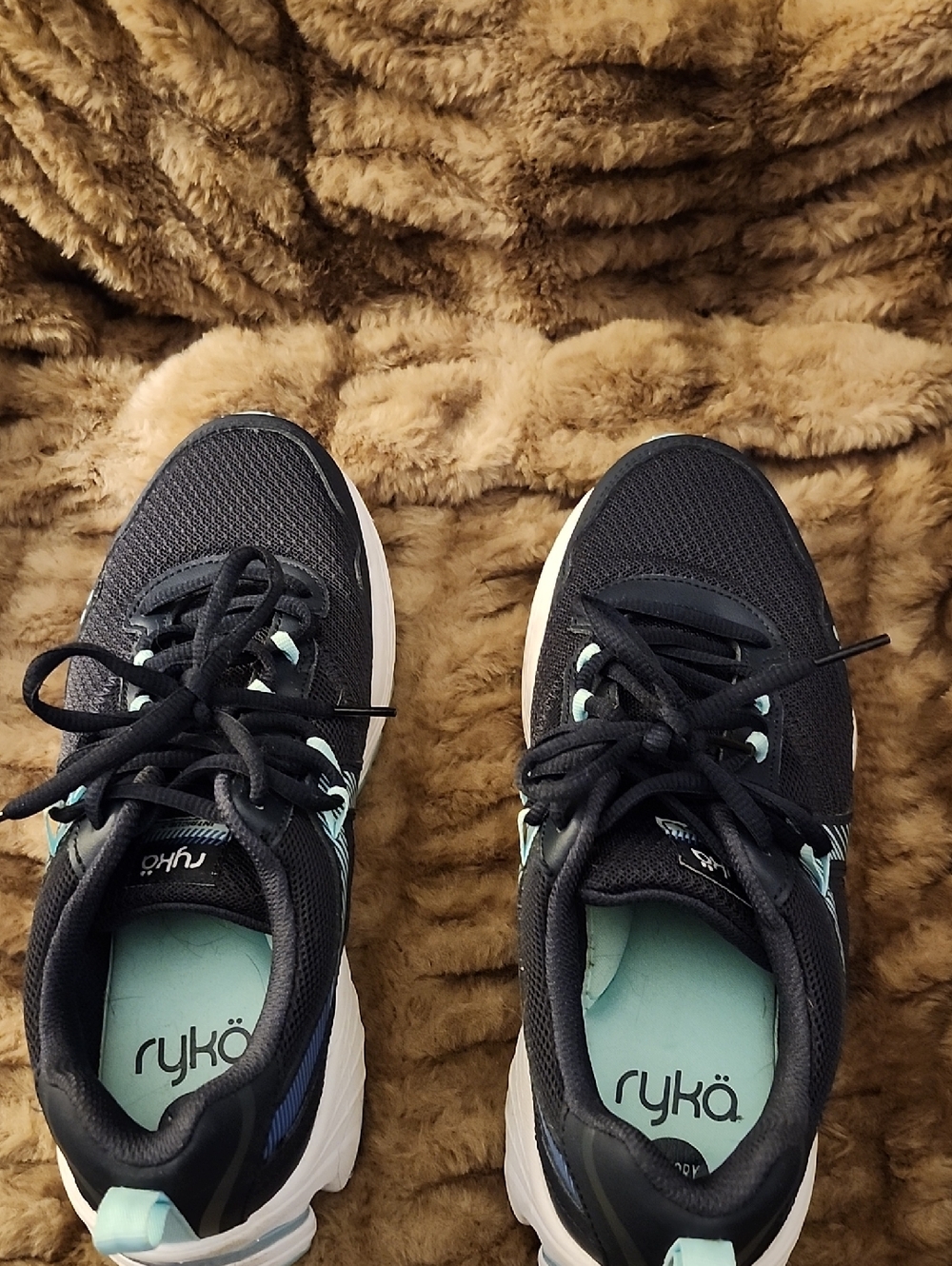 Ryka Black Athletic Sneakers with Mint Accents